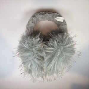 NWT Anthropologie Violet & Brooks Faux Fur Earmuff Grey Blue RARE‎ Quiet Luxury